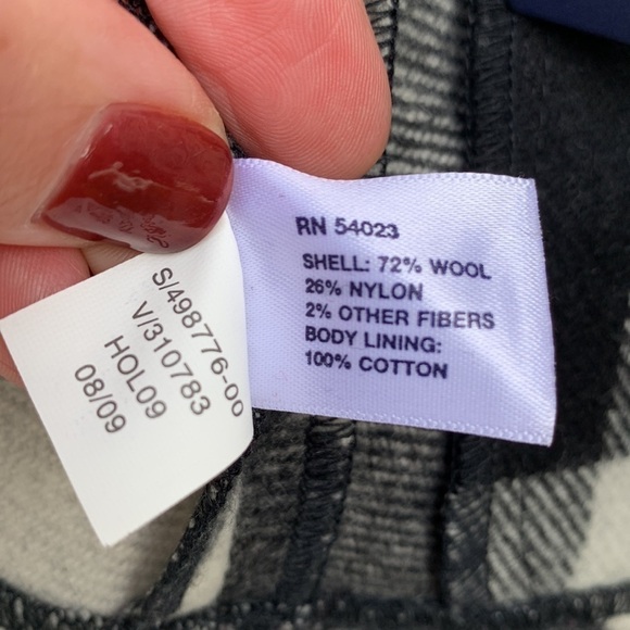 Gap Wool Blend Buffalo Plaid Drape Front Vest - Black/Off White - Picture 13 of 14